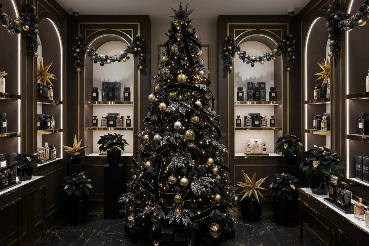 black christmas in perfume store